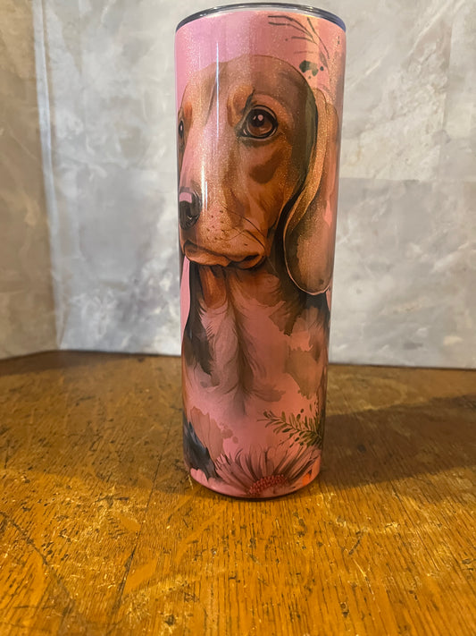 Dachshund on Pink Tumbler